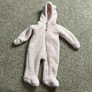 Carters Baby Girl Sherpa Long-Sleeve Hooded Jumpsuit Pink 6 Months EUC